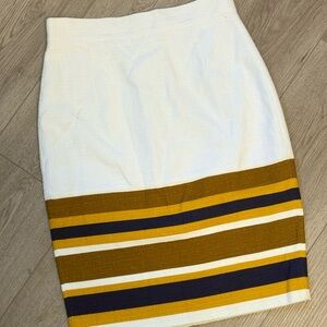 DSQUARED2 2013 S/S White and Gold Striped Pencil Skirt Sz.40